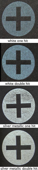 white vs. silver ink coverage