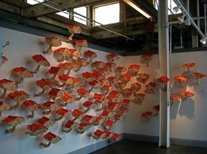 Melissa Craig’s flying book sculpture