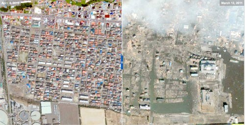 Japanese Tsunami before and after