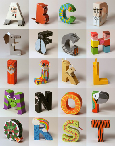 Printable and assemblable alphabet