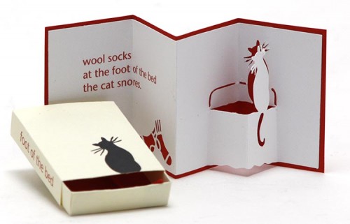 Miniature Matchbox Book, Cat at the Foot of the Bed