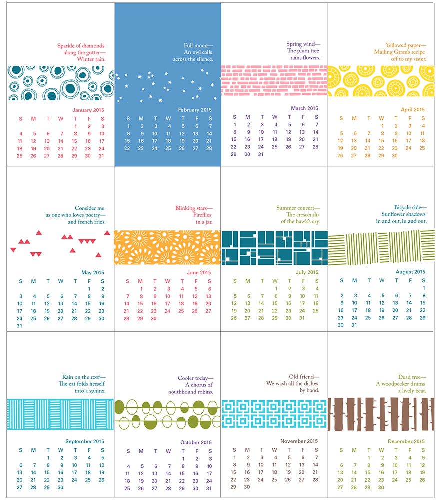 2015 Calendar in a Matchbox | green chair press